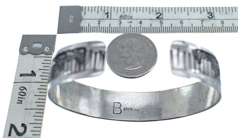 Native American Navajo Sterling Silver Story Teller Cuff Bracelet JX126270